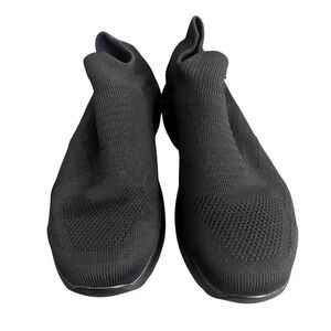 Larnmern Work Steel Toe Safety Shoes Black Knit Slip On Air Cushion Sneakers